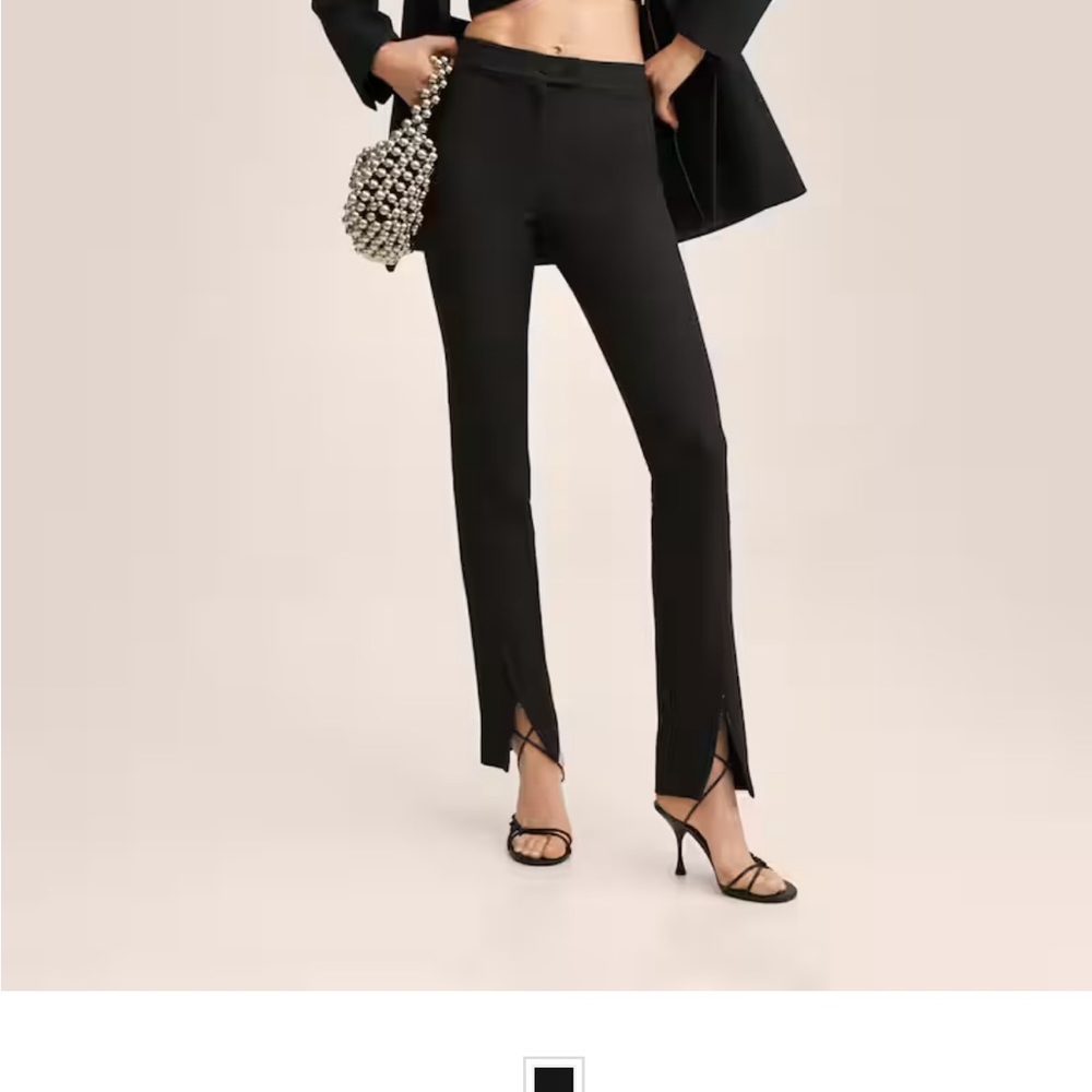 Mango Black Slit Hem Pants